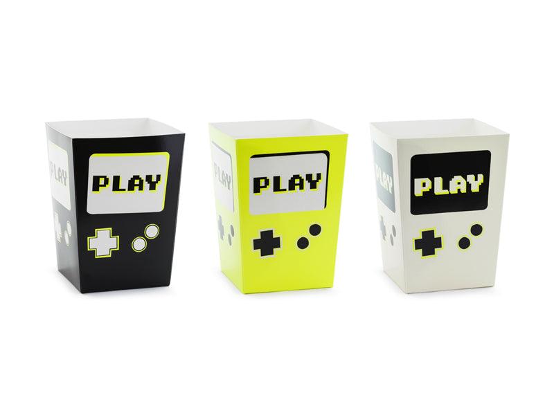 Popcornboxen Play, 7x7x12 cm, Mix (1 VPE / 6 Stk.) - FeierGlanz